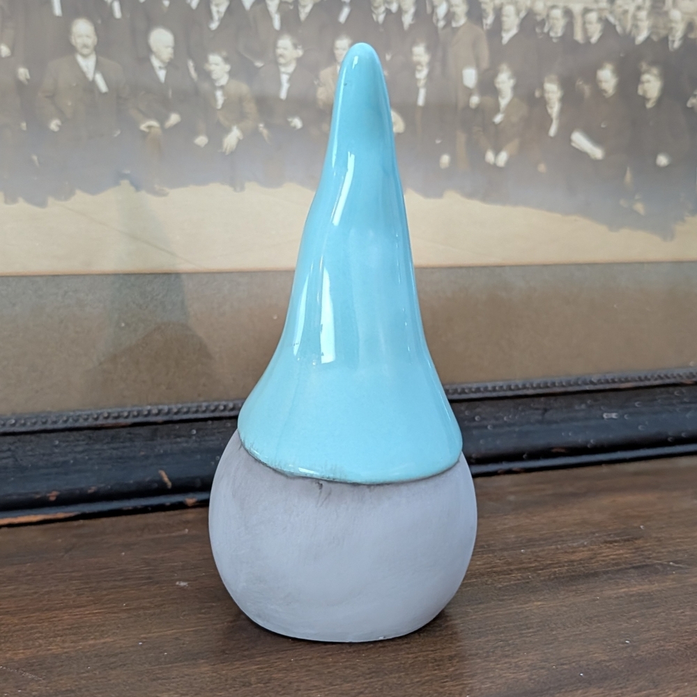 Ceramic Gnome Figurine with Aqua Hat - Picture 3 of 3